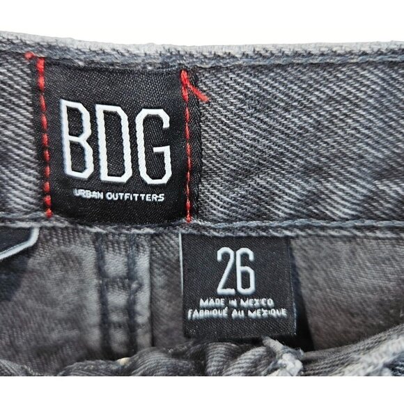 BDG Slim Straight Jeans Sz 26 2 High Rise Button Fly Patchwork Frayed Distressed - Picture 9 of 15